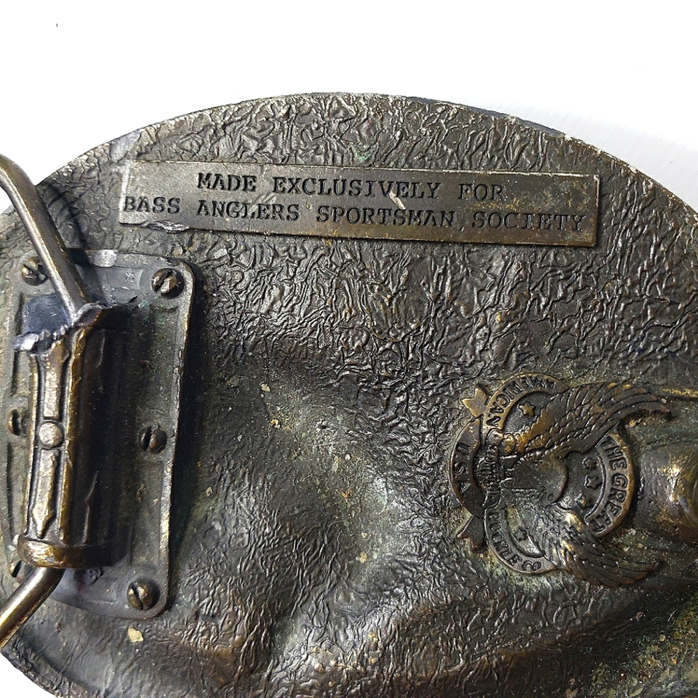 Bass Anglers Sportsman Statement Vintage Belt Life Member Tooled Conch Buc… - Picture 5 of 11